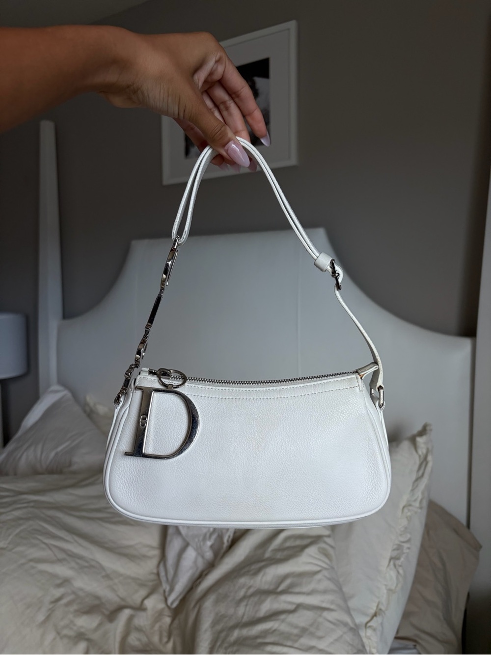 Dior John Galliano Logo Charm Pochette Shoulder Bag with Silver 'D' Charm